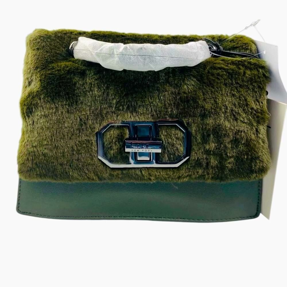 GREEN FUR TRIM CROSSBODY BAG BY NICOLE MILLER‎